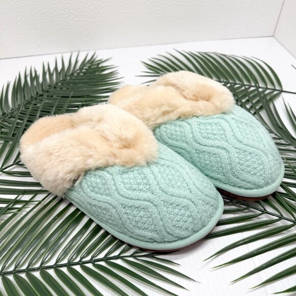 Lam Slippers Cozy Indoors Women's Mint Caroline Knit Scuff Size EU 36 / US 5 - Picture 1 of 10